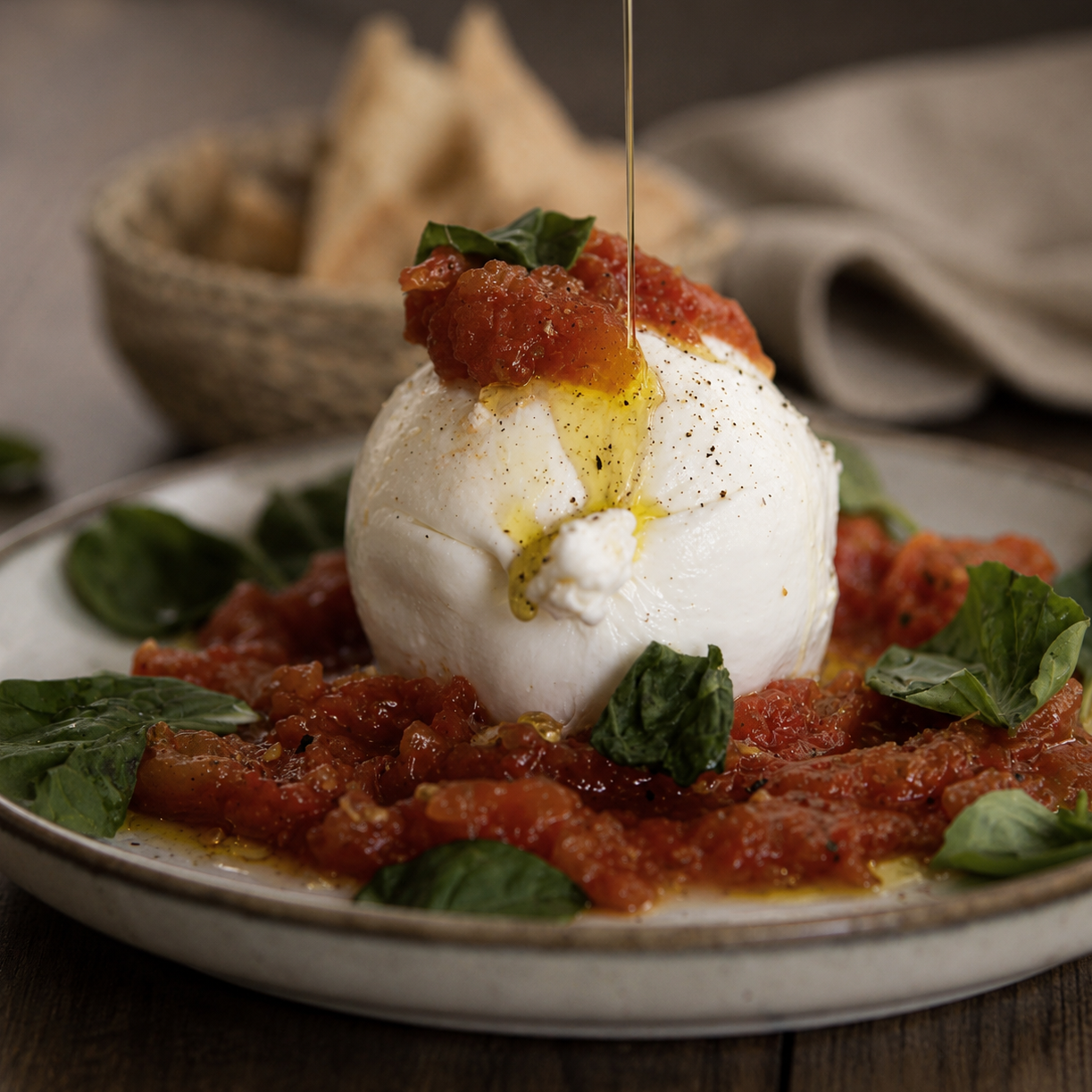 Burrata con Confitura de Tomate