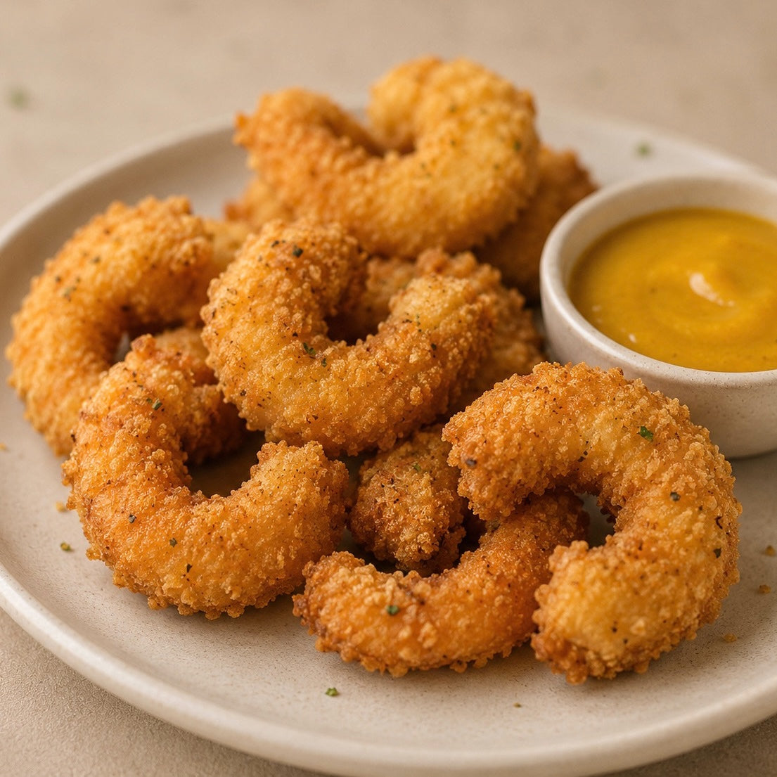 Camarones Apanados con Chutney de Mango