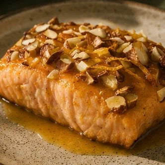 Salmón con Costra de Almendras a la Mostaza y Naranja