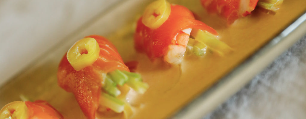 Sashimi de Salmón con Camarones