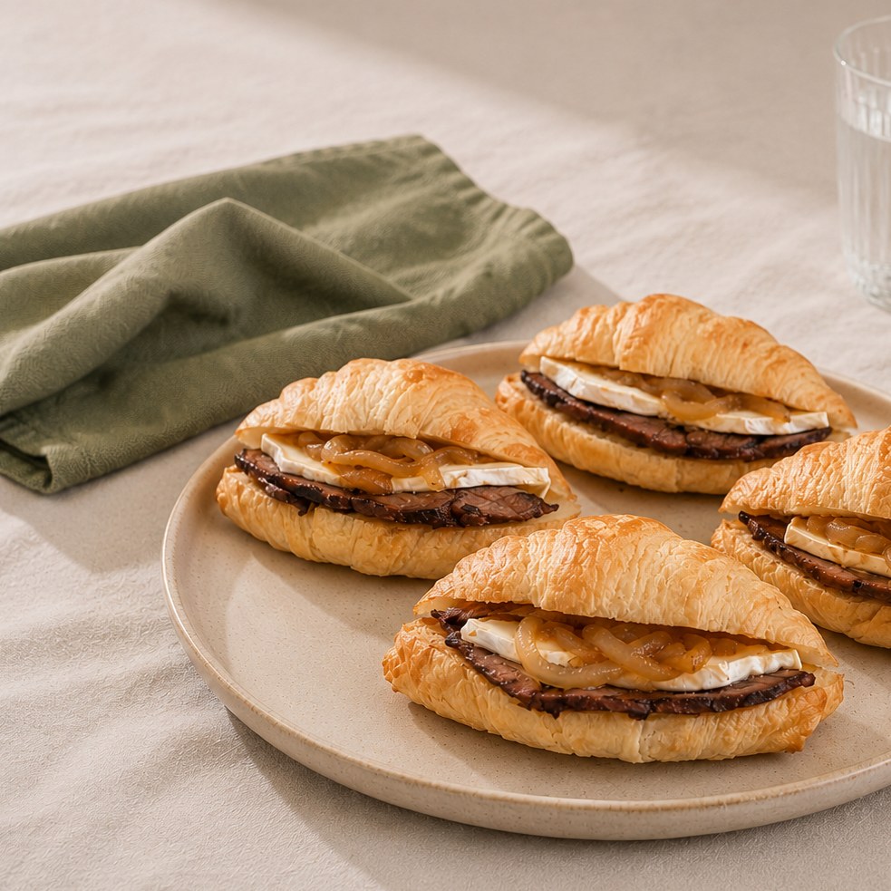 Tapadito Croissant Roast Beef Cebolla Acaramelada y Brie