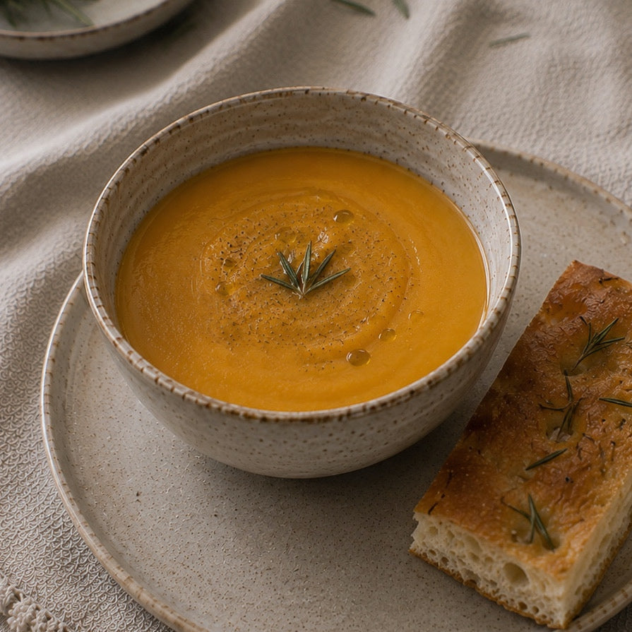 Crema de Calabaza con Focaccia Al Romero