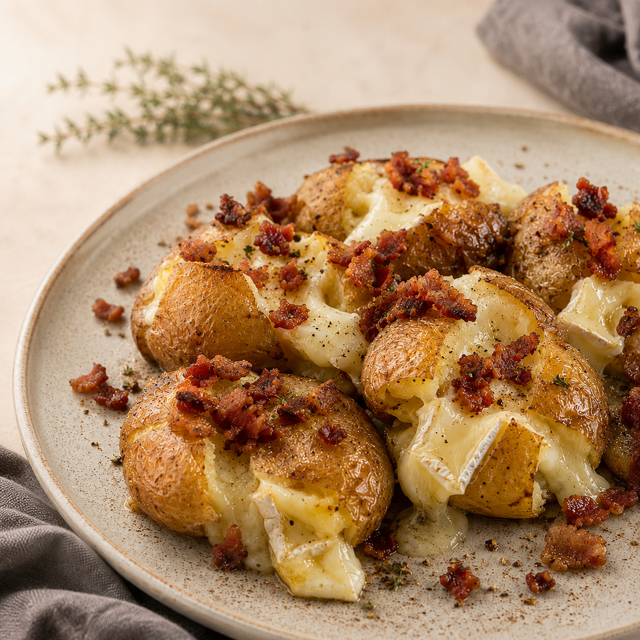 Papas con Brie y Tocino Crispy