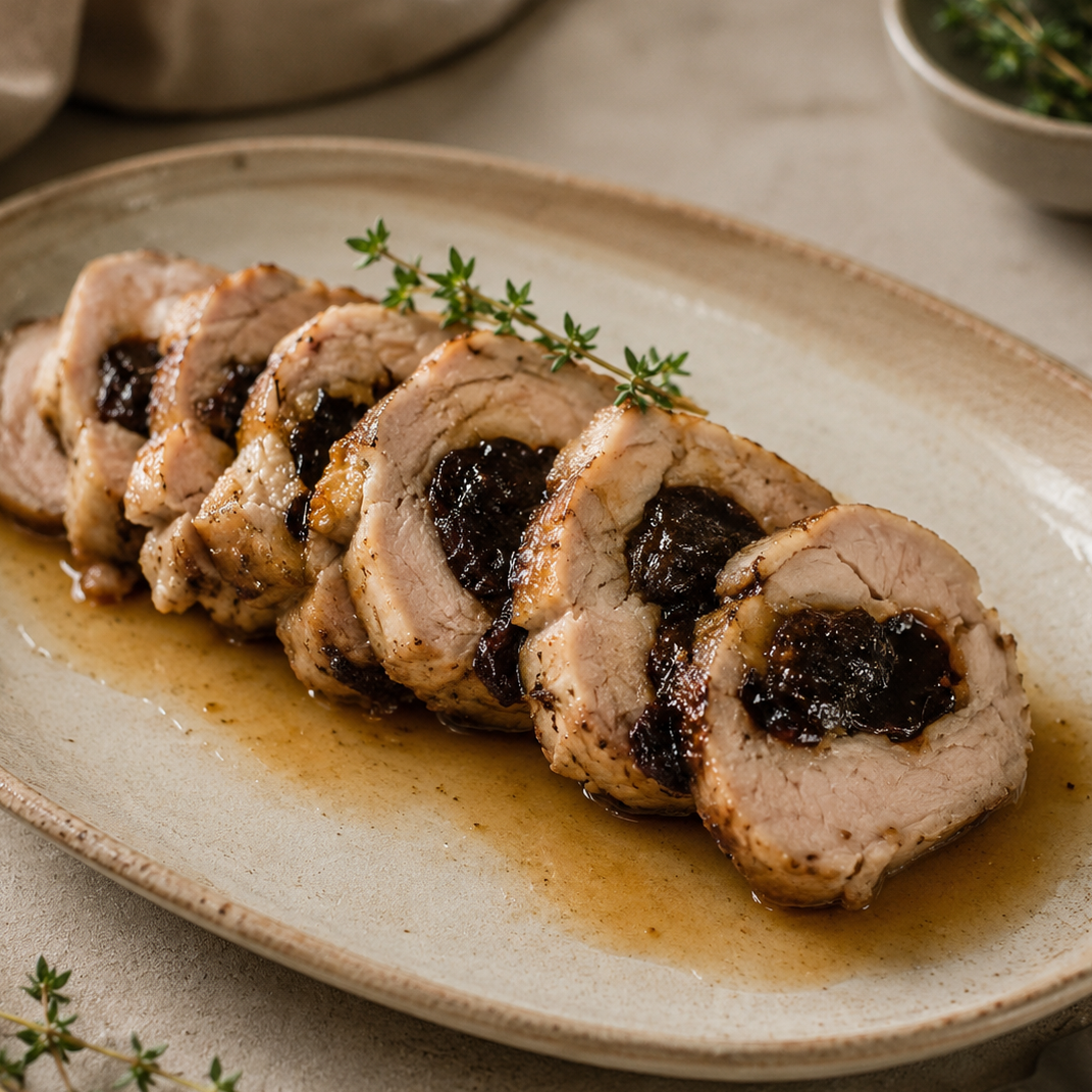 Solomillo con Salsa de Mostaza y Ciruelas